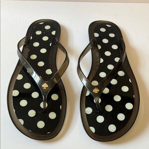 Kate Spade Black and White Polka Dot Jelly Flip Flop Sandals Sz 11